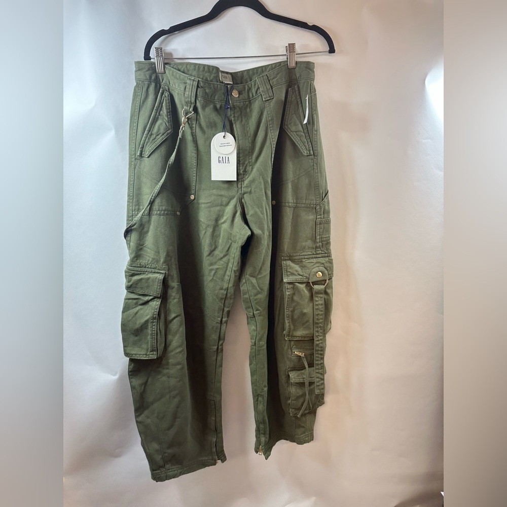 Gap x Cult Gaia Women’s Barrel Cargo Pants olive 12 NEW